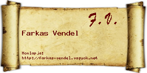 Farkas Vendel névjegykártya